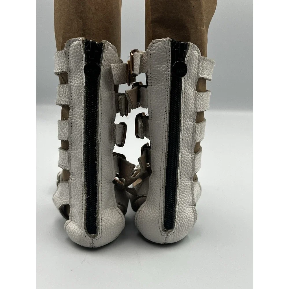 Monkey Feet Girls Gladiator Sandals White Adjustable Buckle Size 12-18 Months